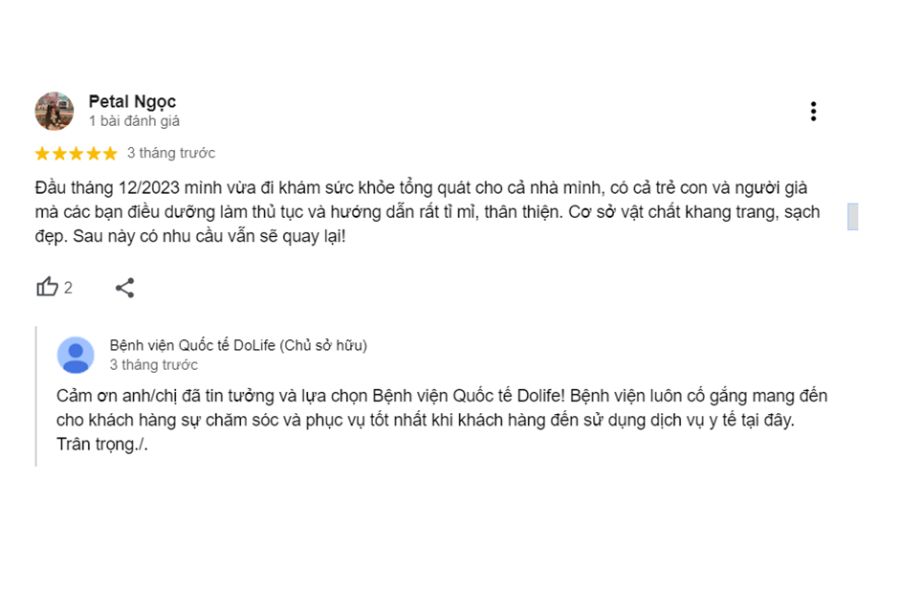 Review bệnh viện Dolife của chị Thị Oanh Lê